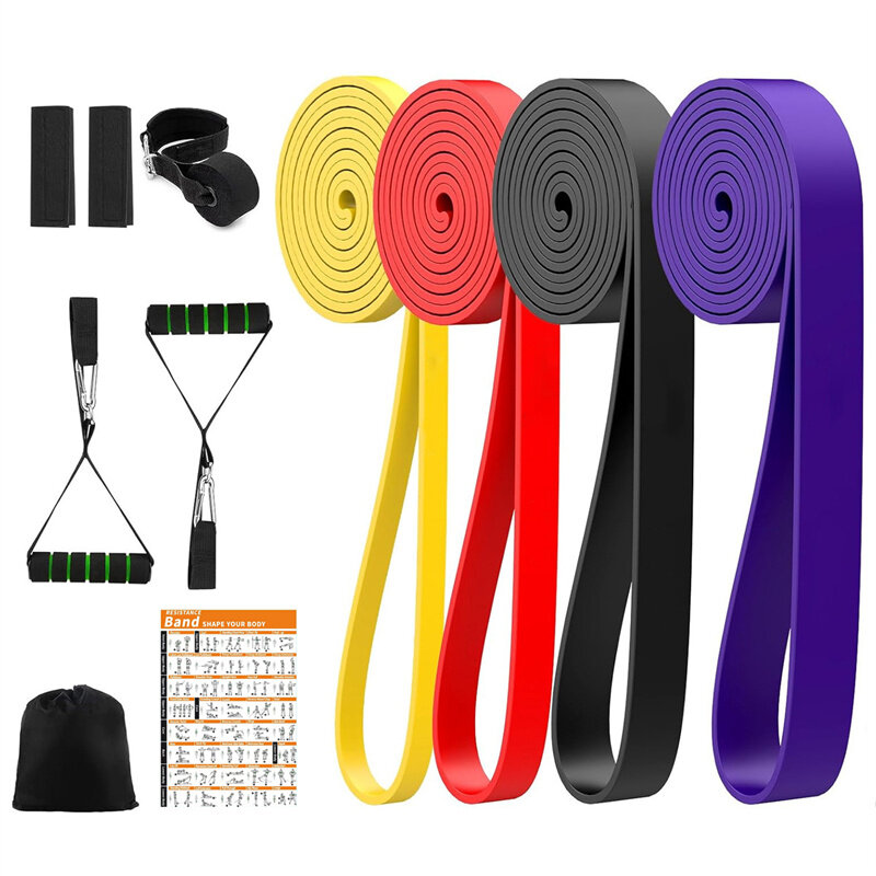 KALOAD 11pcs Heavy Duty Latex Resistance Band Exercise Elastic Band Set For Sport Strength Pull Up Assist Band Workout Pilates Fitness Equipment
