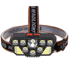 8 LED 20 SMD Rechargeable Super Bright LED Headlamp with Built-in Battery, 4 Lighting Modes for Outdoor Running Cycling Trekking Headlight