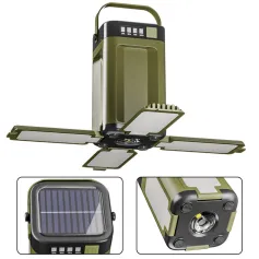 IPRee Portable Solar Camping Lantern LED Rechargeable Outdoor Hanging Tent Lamp Folding LED With Hook Emergency Camping Light