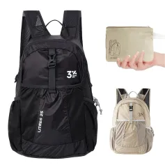 IPRee Ultralight Pliyan Sackpack, Waterproof Hiking Pake pou Trekking Vwayaj, Kontra enfòmèl ant Ti Sak ak straps reglabl