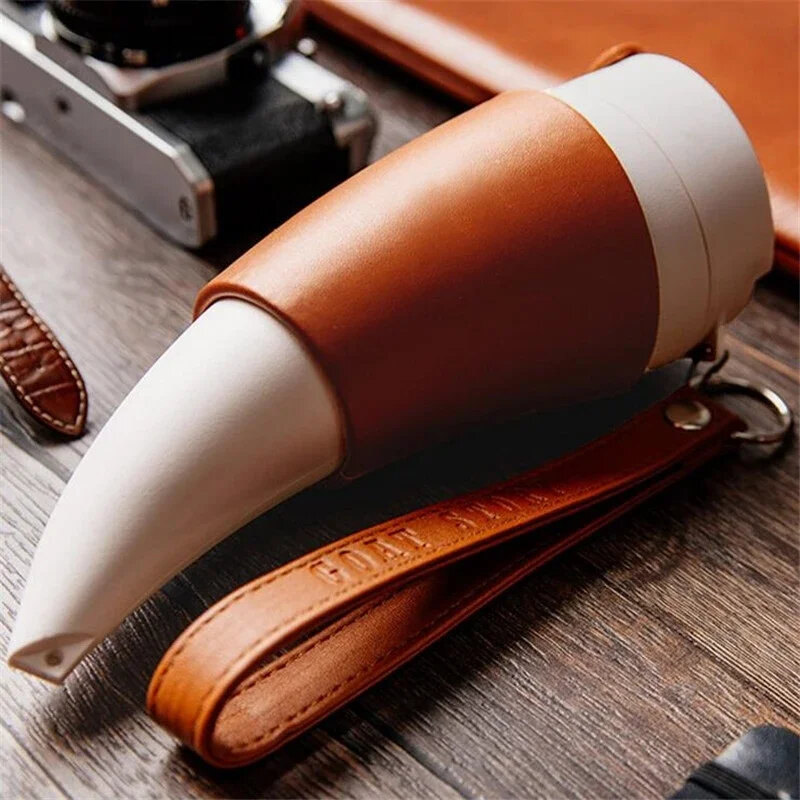 IPRee 230ML Creative Goat Horns Coffee Mug Vacuum Cup Thermos Flask Tea Cups Travel Couple Water Bottle with Rope Cold Cup Tumbler
