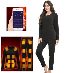 TENGOO HDA-20 Heating Underwear Pant Set Whole Body Heating Temperature APP Control Thermal Long Sleeves Trousers Men Women Heated Suit USB Electric Thermal Underwear for Winter