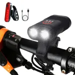 Bike Light Set 3000LM Double LED Bicycle Headlight Type-C Rechargeable with 4 Modes Taillight for MTB Road Bike