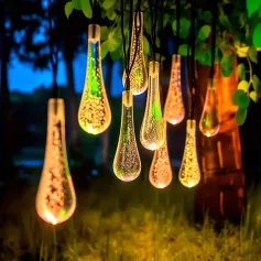 IPRee 7 Meter/50 LED Solar Droplet Lights String Outdoor Waterproof Garden Lawn Paths Fencing Wedding Party Holiday Decora Solar Powered Light