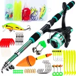 Sougayilang Spinning Fishing Rod Reel Combos 1.8M Telescopic Rod with 5.2:1 3BB Fishign Reel Max Drag 5kg Full Fishing Kit-Green