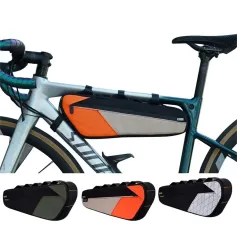 ENLEE 2.5L Bicycle Inner Tube Bag Waterproof Side Zipper Night Reflective Strip Narrow Edge Bike Triangle Front Beam Frame Bag