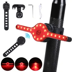 LAOTIE X8 Wireless Remote Bike Turn Taillight 400mAh Battery 7 Light Modes Type-C Rechargeable IPX5 Waterproof Smart Brake Sensing Loud Warning Bicycle Rear Light for Night Safe Cycling