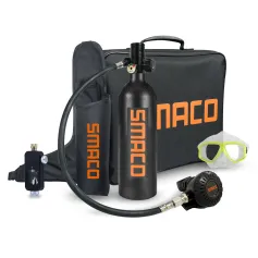 [US Direct] SMACO S400Plus 1L Scuba Diving Tank Set Oxygen Diving Cylinder Equipment Air Cylinder Underwater Diving Kit Black