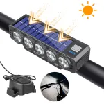 BIKIGHT Solar Rechargeable 120dB Horn Bicycle Headlight 4000mAh 2 Model Flash Type-C Charging Remote Bike Front Light for Outdoor Night Riding Safety