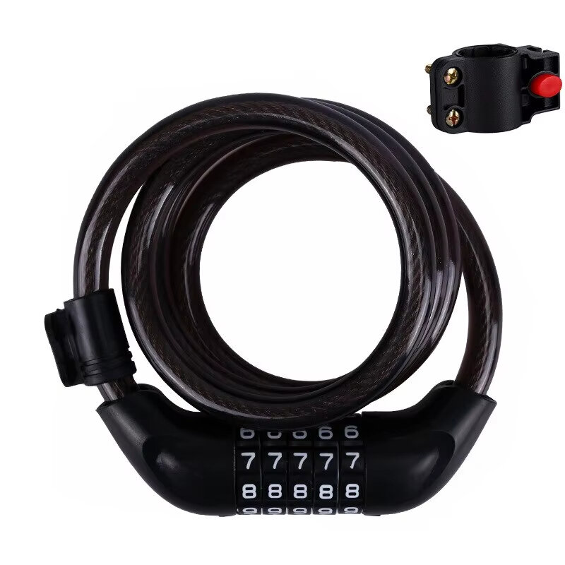 XANES Bike Lock Steel Password Lock Five-digit Code Anti-theft 120CM Portable Safety Cable Lock for MTB Bike Electric Bike Scooter Motorcycle