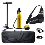 DCCMS 1L Mini Scuba Diving Tank Set Provide 10-15 Minutes Of Breathing Time Aluminum Oxygen Tanks Diving Equipment Snorkeling with Adapter Diving Goggles Strap Bag Pump Handbag