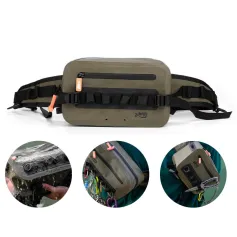 ZANLURE Sac de pêche grande capacité étanche IPX6, sac banane d'extérieur, sac à bandoulière, leurres, ligne, boîte de rangement pour randonnée, camping, pêche