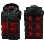 TENGOO HT-09 Heated Vest 9 Heating Areas Oversized Women Men Winter Vest Self Heating Hoodie Vest Usb Electric Thermal Vest Jacket Outdoor Vest