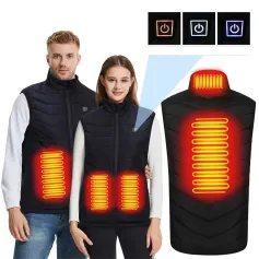 TENGOO HV-04A Gilet riscaldante unisex a 4 posizioni, a 3 velocità, con USB, abbigliamento termico elettrico, gilet caldo invernale, abbigliamento termico per esterni