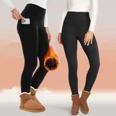 Women's Fleece Lined Leggings Thermal Warm Winter Tights High Waisted Yoga Pants Cold Gear With Pockets Autumn Winter Leggings