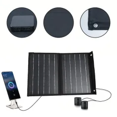 IPRee 10W 5V Portable Solar Panel Folding Bag Waterproof Dual USB Port Charger Mobile Power Bank for Phone Battery Outdoor