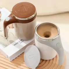 Magnetic Automatic Self Stirring Cup Stainless Steel Temperature Difference Coffee Mixing Cup Smart Blender Thermal Cup
