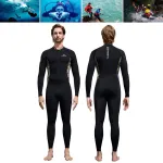 DIVE&SAIL Men Full Body Dive Skins Wetsuit UPF50+ Sun Protection Quick-drying One-piece Long Sleeve Diving Top Pant Front Zip Keep Warm Elastic Snorkeling Clothes for Surfing Swimming