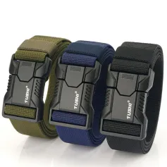 Ceinture tactique TUSHI 125 cm en nylon, réglable, à dégagement rapide, résistante à l'usure, légère, avec boucle en alliage d'aluminium, en toile, pour le sport en plein air, pour hommes et femmes