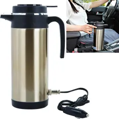 IPRee 12V/24V Car Truck 1200ml Water Heater Portable Hot Water Kettle Auto Shut-Off Fast Boiling for Travel Home