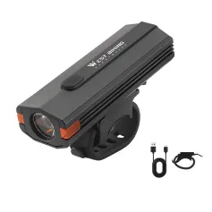 WEST BIKING ไฟหน้าจักรยานแบบใช้แบตเตอรี่ 1500mAh ความสว่าง 400 ระดับ ไฟหน้าจักรยานแบบ Type-C กันน้ำ 4 โหมด สำหรับการปั่นจักรยานตอนกลางคืน