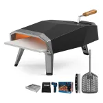 [USA Direct] ECOWELL EPO12L Outdoor Wood Fired-12''Outside, Pellet Oven with Pizza Stone/Peel, Infrared Thermometer and Portable Cover