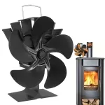 IPRee Fireplace 5 Blades Heat Powered Stove Fan Log Wood Burner Quiet Home Fireplace Fan Efficient Heat Distribution DY015J
