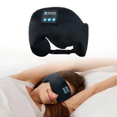 KALOAD Máscara de dormir de algodão macio Bluetooth V5.3 HiFi Music Tipo C com carregamento USB e faixa de cabeça para dormir à noite em viagens