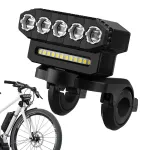 Cansses 2000mAh Battery Bike Headlight 5 Large LED Beads Type-C Charging 6 Light Modes Waterproof Bicycle Front Light for Night Cycling