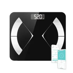Mini bilancia intelligente per la misurazione del grasso corporeo, con 20 dati corporei chiave, che fornisce programmi di dieta ed esercizi, supporta una bilancia multifunzionale per la misurazione del grasso corporeo fino a 180 kg.