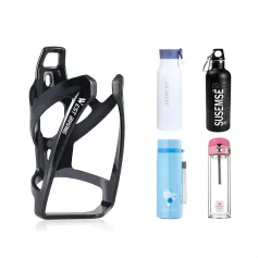 WEST BIKING Curved Bike Bottle Holder Tough Stable Lightweight Fashion Bicycle Watter Cage for MTB Road Road Bike-Black