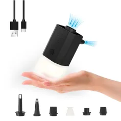 Portable Mini USB Inflator Pump for Air Mattress with LED Light Built-in Lithium Battery Vacuuming and Illuminating Outdoor Inflatable Pump