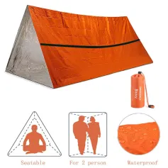 Kit de barraca de sobrevivência Bivy para abrigo de emergência para 2 pessoas, saco de dormir com tubo de Mylar, cobertor térmico SOS à prova d'água e reutilizável para áreas externas