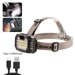 Bikight Sensor Strong Light Working LED Headlamp Mini LED Night Fishing Running Powerful Display Torch Head Lamp Type-C Charging Outdoor Waterproof Camping Work Lamp