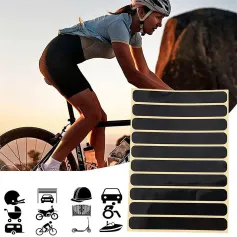 XANES 10 pezzi Set 8*1 cm Nastro adesivo riflettente invisibile per caschi da bicicletta Nero Auto Copertura graffi bianchi Riparazione per bici Scooter