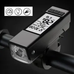 3 in 1 450Lm Brightness Wireless Bike Headlight 2000mAh Battery Type-C 3 Light Modes Smart Speedometer with 120db Horn for Night Cycling