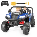 FUNTOK U01S 24V 7AH Double Seater Kids Ride on Truck Car 8km/h Max Speed Safety Rechargeable Powered Electric Car for 3-8 Years Old Kids with Remote Control