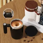 400ml USB Rechargeable Battery Auto Mixing Cup For Coffee Milk Grain Oat Magnetized Stirring ABS Stainless Steel Mug