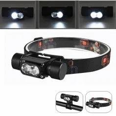Lampada frontale portatile con 5 modalità di luce, luci per bicicletta COB LED, torcia frontale ricaricabile tramite USB