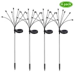 4pcs ThorFire Solar Swaying Light 8 Head 2 Modes Rechargeable Garden Lights Landscape Lighting Solar Powered IP65 Waterproof Outdoor Light Wind-Driven Swing Warm Light for Patio Pathway Yard Walkway