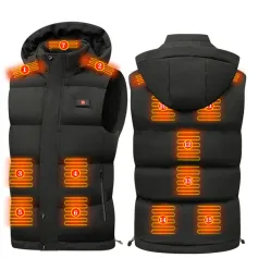 Gilet riscaldato TENGOO HV-15B, 15 zone di riscaldamento, triplo controllo della temperatura, display a LED, giacca riscaldante elettrica impermeabile per campeggio invernale