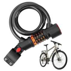 XANES Bicycle Steel Cable Lock 5 Digit Password High Security with Taillight Thicken Anti-Theft Safety Lock Motorcycle MTB Road Bike Accessories
