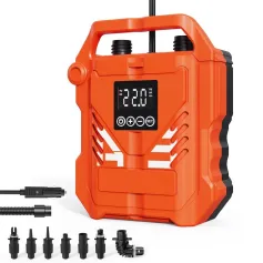 22PSI High Pressure Paddle Board Pump Portable 12V Car Electric Air Compressor Support Inflation/Deflation, 3 Working Modes Auto-Off Function with 7 Nozzles for Inflatable Boat Kayak Tent Pool Stand-up Paddle