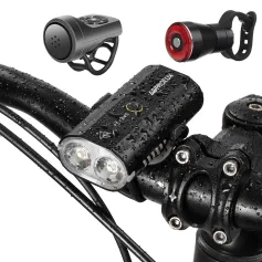 Astrolux® BC2 Double 800LM LED Bright Bike Light 2600mAh Battery IP64 Waterproof 5 Light Modes Type-C Rechargeable Bicycle Front Light Flashlight with Taillight Horn