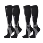 2 Pairs Professional Sports Compression Socks Breathable Sweat-absorbent Calf Socks for Cycling Football Outdoor Sport