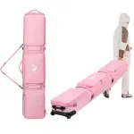 DashingNoah Rolling Ski Bags with Wheel, 155cm-175cm Padded Waterproof Snowboard Bag for Air Travel, Fits Single Ski & Skis with 3 Separation Storage, Unisex Adjustable Length, Pink