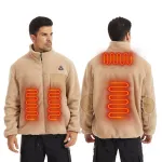 TENGOO HJ-04K 4 Heating Area Warm Comfortable Polar Fleece Stand Up Collar Zipper Jacket Casual Loose Coat