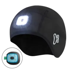 XANES Knitted Bike Warm Hat Removeable LED Light 3 Modes Brightness 200mAh Battery USB Chargeable Portable Flashlight for Cycling Fishing Hiking Camping Running