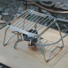 アウトドアポータブル折りたたみ式ストーブスタンドラックキャンプポットブラケットホルダーガスストーブバーナーブラケット旅行BBQバーベキューアクセサリー