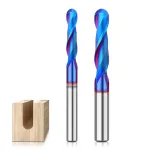 1/4 Inch/6.35mm 8mm Shank Spiral Up Cut Ball Nose End Mill Router Bit with Nano Blue Coating Milling Cutter Tungsten Carbide Flutes